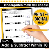 Addition and Subtraction Within 10 Worksheets Kindergarten