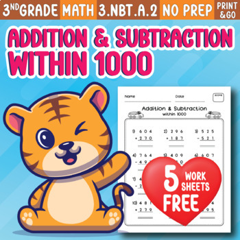 Preview of 3 Digit Mixed Addition and Subtraction within 1000 With Regrouping Practice FREE