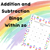 Addition and Subtraction Within 20 Bingo Cards Game |Math 