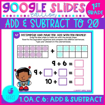 Preview of Addition and Subtraction Within 20 (1st Grade) Google Slides Distance Learning