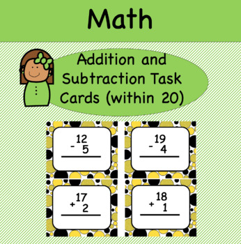 Preview of Addition and Subtraction Within 20 Task Cards