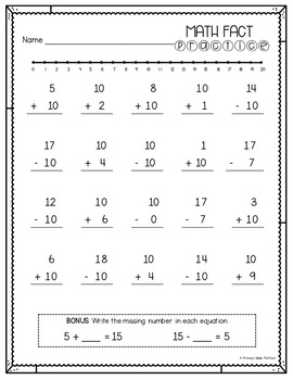 Addition and Subtraction Within 20 Worksheets | 1st Grade ...
