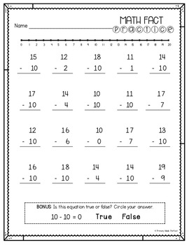 addition and subtraction worksheets within 20 1st grade