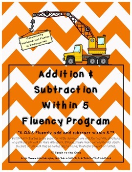Preview of Kindergarten Addition and Subtraction Within 5 Math Fluency Program K.OA.5.