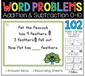 Preview of Addition and Subtraction Word Problems - 102 Task Cards