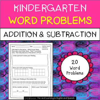 Preview of Kindergarten Word Problems (Add & Subtract) w/ Digital Option -Distance Learning