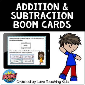 Preview of Addition and Subtraction Word Problems Boom Cards Digital Task Cards