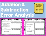 Addition and Subtraction Word Problems Error Analysis TEK 
