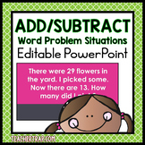 Addition and Subtraction Word Problems Slideshow (EDITABLE)