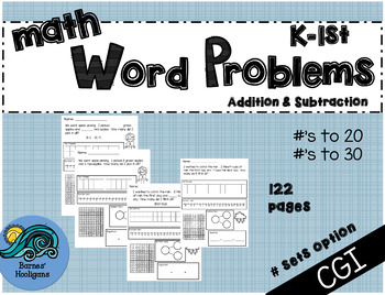 Preview of Addition and Subtraction Word Problems:  K-1st grade: CGI