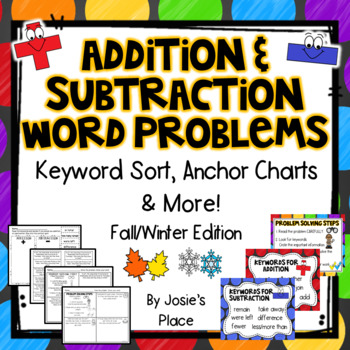 Preview of Addition and Subtraction Word Problems, Keyword Sort & More (Fall/Winter)