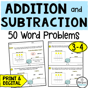Preview of Addition and Subtraction Word Problems With Regrouping - 2 and 3 digits