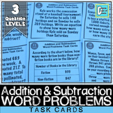 Addition and Subtraction with Regrouping Word Problems Task Cards