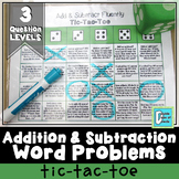 Addition and Subtraction Word Problems Tic Tac Toe Game