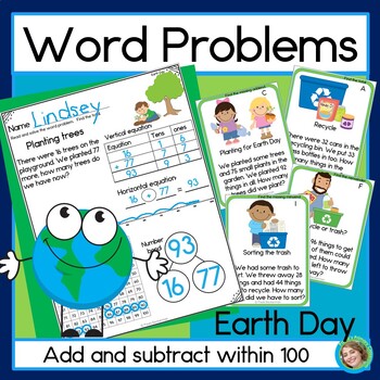 Preview of Addition and Subtraction Word Problems Within 100 Story Problems Earth Day