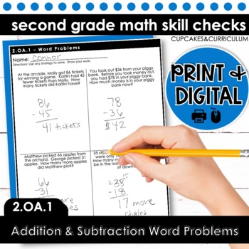 Preview of Addition and Subtraction Word Problems Worksheets Second Grade Math 2.OA.1