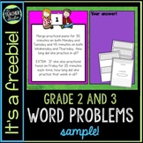 Addition and Subtraction Word Problems Grade 2-3  Freebie 