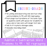 Addition and Subtraction Word Problems (to 99, NO regrouping)