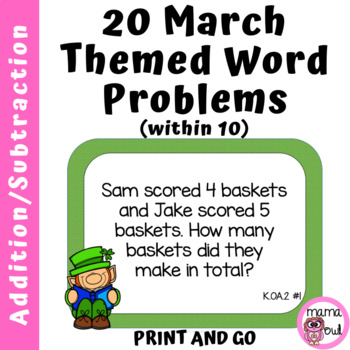 Preview of Addition and Subtraction Word Problems within 10 | March Themed