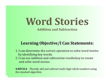 Preview of Addition and Subtraction Word Stories