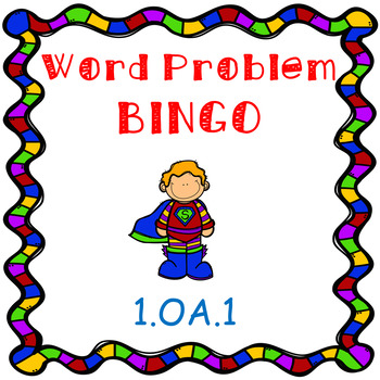 Preview of Addition and Subtraction Word problem BINGO- Superhero Theme CCSS aligned 1.OA.1