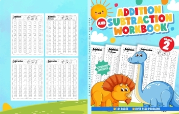 Preview of Addition and Subtraction Workbook 2nd grade - Dinosaur theme