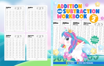 Preview of Addition and Subtraction Workbook 2nd grade - Unicorn theme