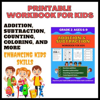 Preview of Addition and Subtraction Workbook for Kids: Math Workbook Grade 2 Ages 6-9