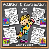 Addition and Subtraction Worksheets 1-20 Color by Code