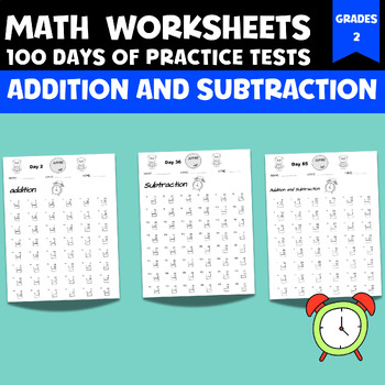 Preview of Addition and Subtraction Worksheets,100 days of practice tests, 1st Grade Math