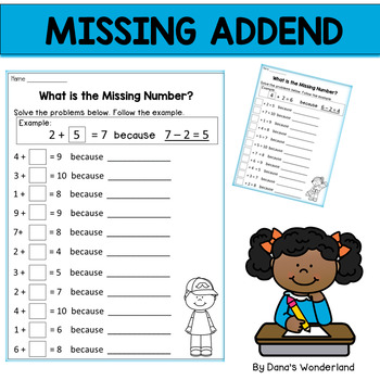 Missing Addends Worksheets for Homework or Morning Work by Dana's