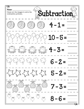 addition and subtraction worksheets for kindergarten to ten no prep