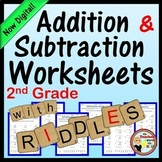 Addition and Subtraction Worksheets with Riddles Grades 2-