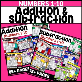 Preview of Addition and Subtraction Worksheets within 10  Kindergarten