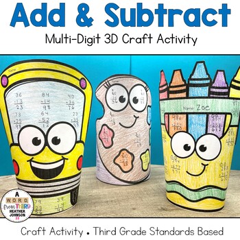 Preview of Addition and Subtraction Wrap Craft Back To School: With and Without Regrouping
