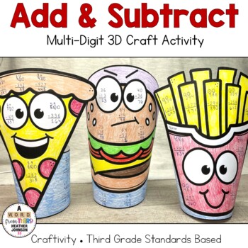 Preview of Addition and Subtraction Wrap Craft Food: With and Without Regrouping
