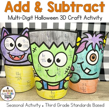 Preview of Addition and Subtraction Wrap Craft Halloween: With and Without Regrouping