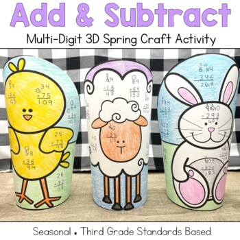 Preview of Addition and Subtraction Wrap Craft Spring Easter: With and Without Regrouping
