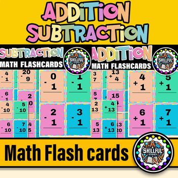 Preview of Addition and Subtraction black Flash Cards 0-20 |Fact Strategy Flashcard Bundle