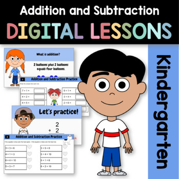 Preview of Addition and Subtraction for Kindergarten Google Slides | Interactive Math
