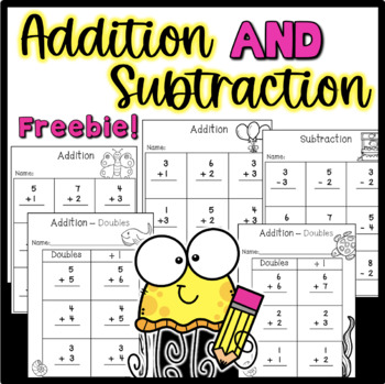 Preview of Addition and Subtraction for Kindergarten or First FREEBIE