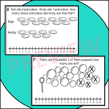 addition and subtraction in 20 with a number line by designed by danielle