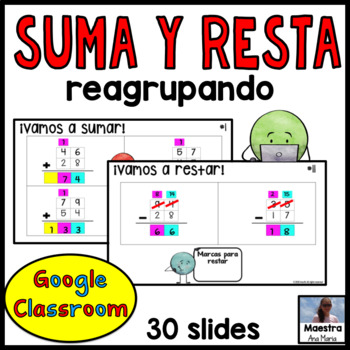 Preview of Addition and Subtraction in Spanish for Google Classroom - Suma y resta