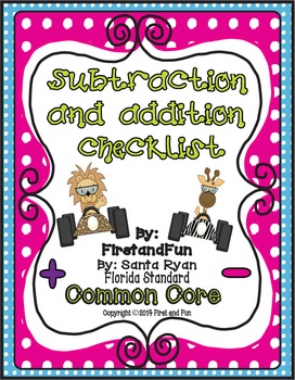 Preview of Addition and Subtraction key word Game and Check List