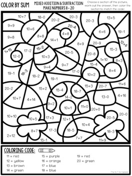 Color by numbers Addition and subtraction 120 NO PREP