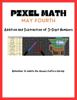 Preview of Addition and Subtraction of 3-Digit Numbers- PIXEL ART- MAY 4TH