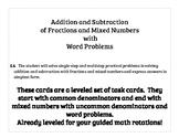 Addition and Subtraction of Fractions - QR Reader Task Cards