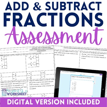 Preview of Adding and Subtracting Fractions Assessment