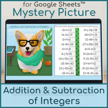 Preview of Addition and Subtraction of Integers | Distance Learning | Mystery Picture Corgi