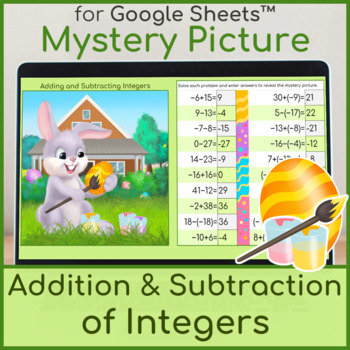 Preview of Addition and Subtraction of Integers | Mystery Picture Easter Bunny